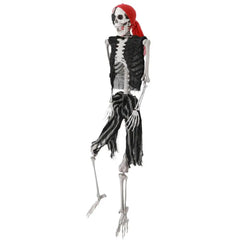 5.5FT Life-Size Poseable Pirate Skeleton – Realistic Full Body Halloween Decoration with Movable Joints