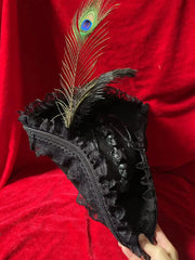 Women’s Steampunk Gothic Skull & Feather Tricorn – Medieval & Renaissance Pirate Hat