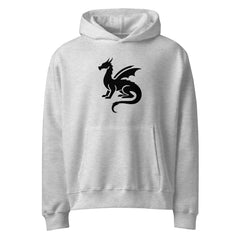 Adult Unisex Oversized Heavyweight Dragon Hoodie – Official Black Dragon Fantasy Logo (Black)