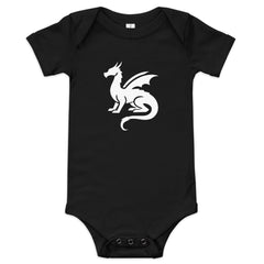 Baby Dragon Short Sleeve One Piece – Official Black Dragon Fantasy Logo (White)