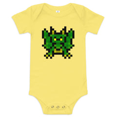 Baby Retro Pixel Art Dragon (Green) Short Sleeve One Piece