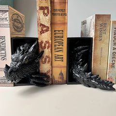 Dragon Bookends – 2-Piece Resin Fantasy Book Holder Set for Bookshelf or Home Office Decoration