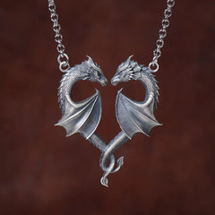 Eternal Dragon Heart Romantic Lovers Necklace – Stainless Steel Fantasy Pendant