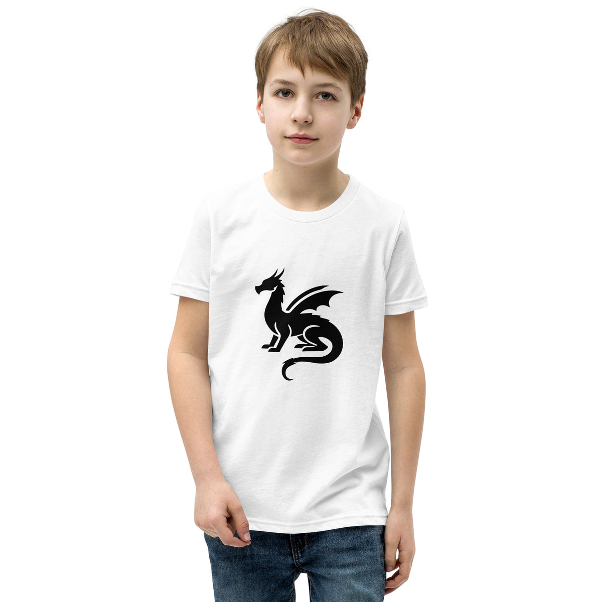 Kids' Unisex Dragon Short Sleeve T-Shirt - Official Black Dragon Fantasy Logo (Black)