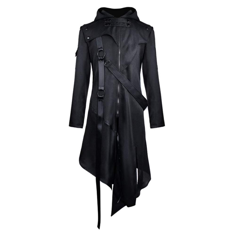 Men’s Gothic Steampunk Hooded Trench Coat Jacket