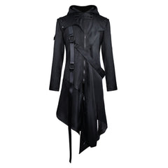Men’s Gothic Steampunk Hooded Trench Coat Jacket