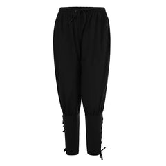 Men’s Laced Harem Pants – Renaissance LARP & Pirate Cosplay Trousers with Drawstring Waist