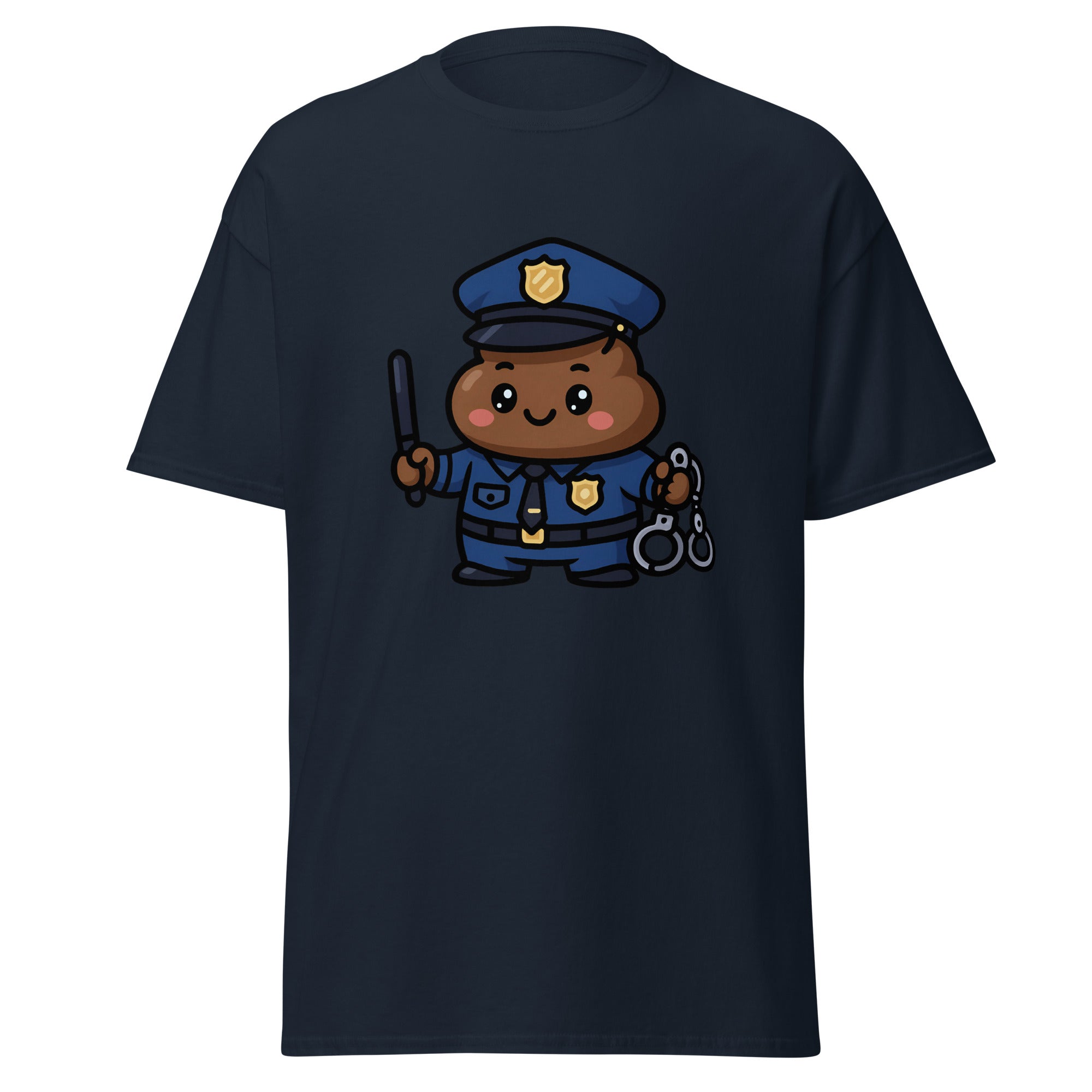 Poo Cop Adult Unisex Poo-tastic Heroes Police Officer Poo Emoji T-Shirt – Black ...