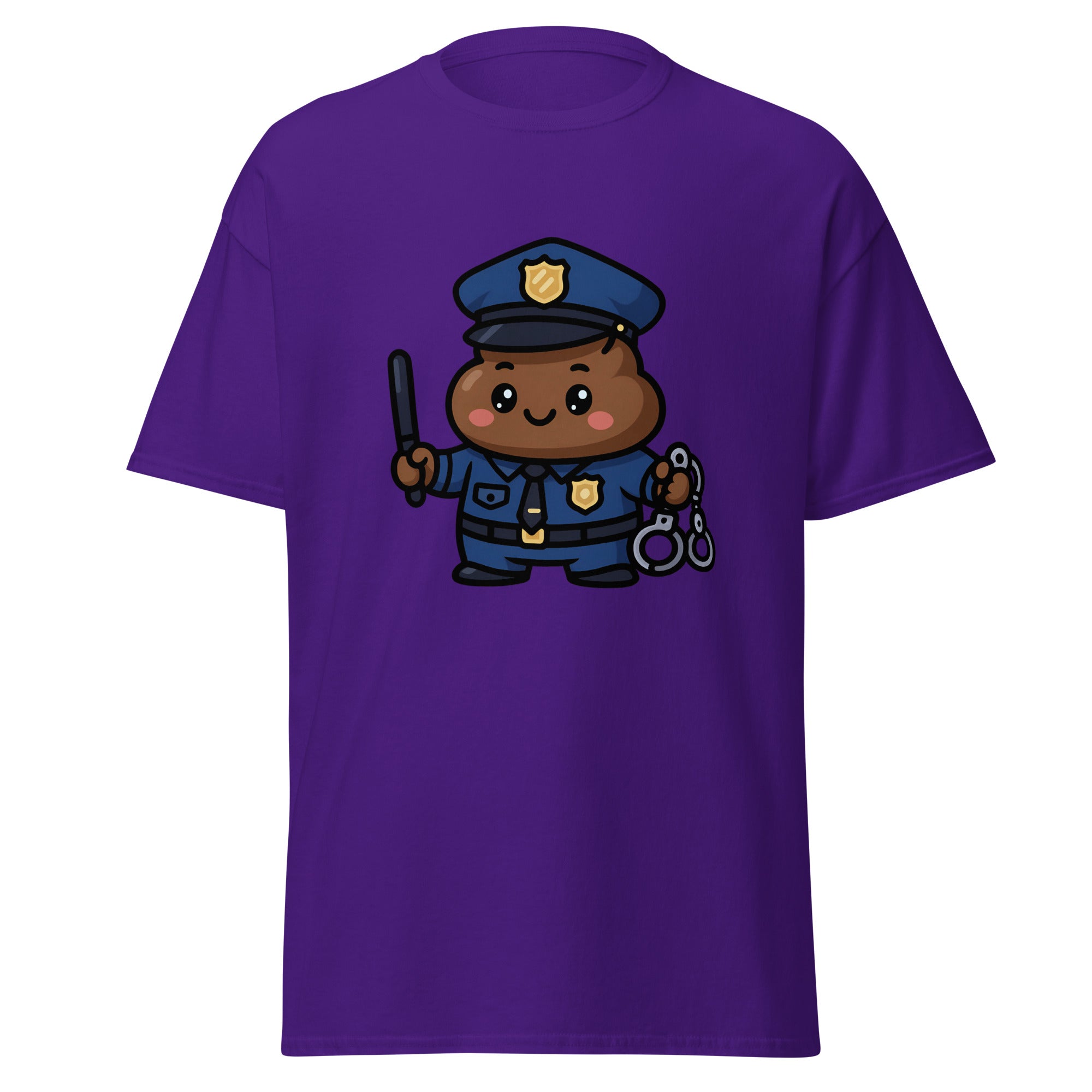Poo Cop Adult Unisex Poo-tastic Heroes Police Officer Poo Emoji T-Shirt – Black ...