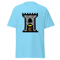 Adult Unisex Retro Pixel Art Castle Tower T-Shirt