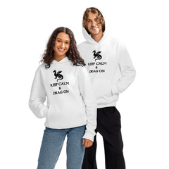 Adult Unisex Oversized Heavyweight Dragon Hoodie – "Keep Calm & Drag On" Design (Black Logo)