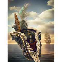 Women’s Steampunk Gothic Skull & Feather Tricorn – Medieval & Renaissance Pirate Hat
